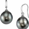 The Pearl Source The Pearl Source Genuine Baroque Black Tahitian South Sea Cultured Pearl Rosalind Earrings For Women | Earrings