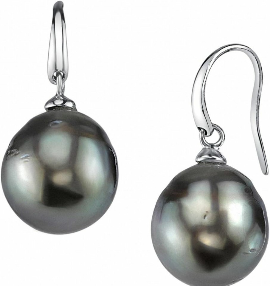 The Pearl Source The Pearl Source Genuine Baroque Black Tahitian South Sea Cultured Pearl Rosalind Earrings For Women | Earrings