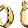 FAMARINE Famarine Gold Hoop Clip On Earrings For Women, Geometric Chunky Earrings Girls Gift, Gold Sliver | Earrings