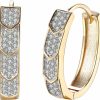 WSKFLY Wskfly 14K Gold Plated Cubic Zirconia Hoop Earrings For Women, Good Choice For Daily Outfits Or A Gift | Earrings