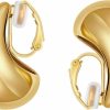 AllenCOCO Clip On Earrings Women, 14K Gold Hoop Clip-On Earrings For Women Girls, Hypoallergenic Non Pierced Croissant Earrings | Earrings