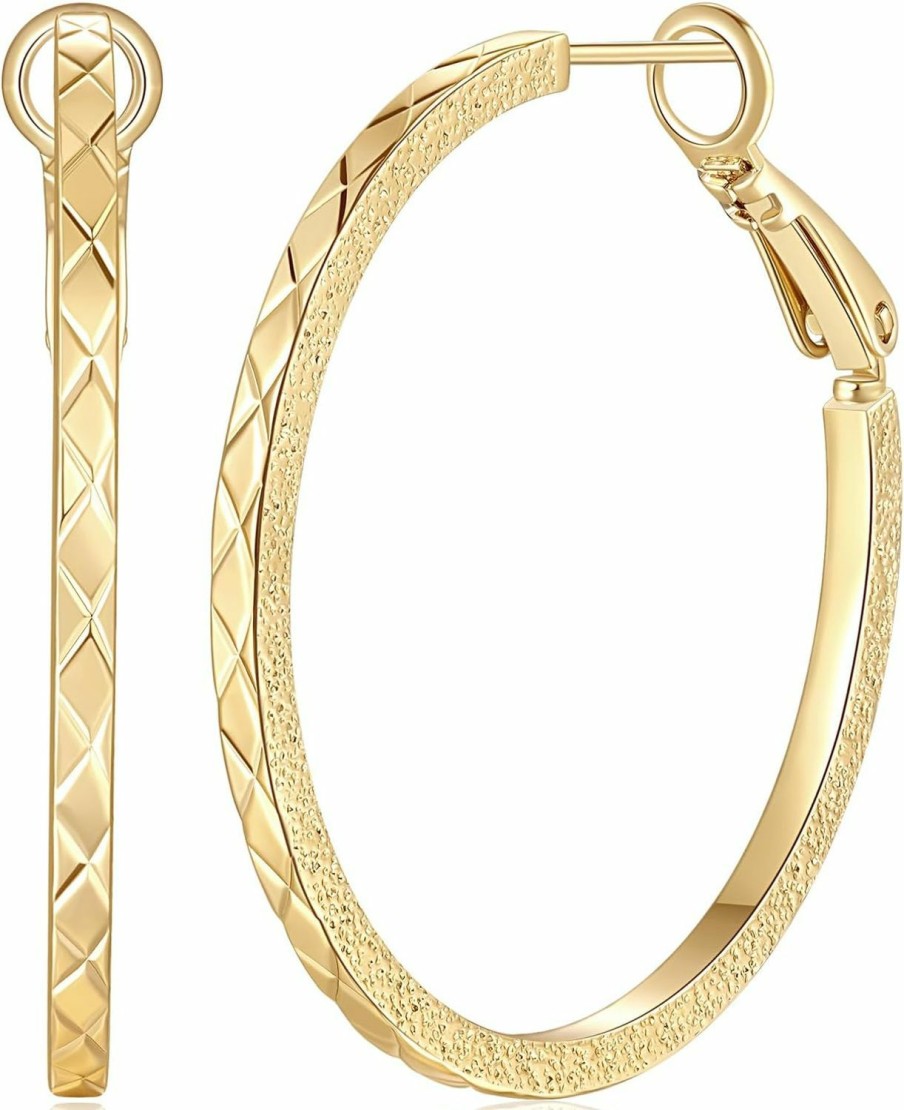 Verniflloga Verniflloga14K Gold Hoop Earrings Gold Earrings Women'S Hoop Earrings Jewelry Timeless Elegance 30Mm,35Mm | Earrings