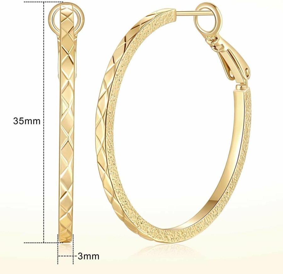 Verniflloga Verniflloga14K Gold Hoop Earrings Gold Earrings Women'S Hoop Earrings Jewelry Timeless Elegance 30Mm,35Mm | Earrings