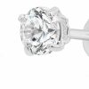 TILO JEWELRY 14K White Gold Solitaire Round Cubic Zirconia Stud Earrings With Gold Butterfly Pushbacks | Earrings