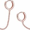 SLUYNZ Sluynz 925 Sterling Silver Double Hoop Earrings Chain For Women Teen Girls Minimalist Hoop Earrings Double Piercing Earrings Two Holes | Earrings