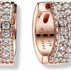 PAND0RA Pandora Rose Gold Pave Hoop Earrings For Women | Earrings