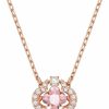 SWAROVSKI Swarovski Sparkling Dance Clover Necklace, Earrings, And Bracelet Jewelry Collection, Rose Gold Tone Finish, Pink Crystals, Clear Crystals | Earrings