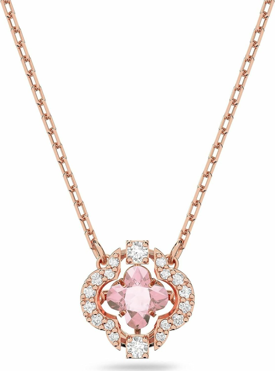 SWAROVSKI Swarovski Sparkling Dance Clover Necklace, Earrings, And Bracelet Jewelry Collection, Rose Gold Tone Finish, Pink Crystals, Clear Crystals | Earrings