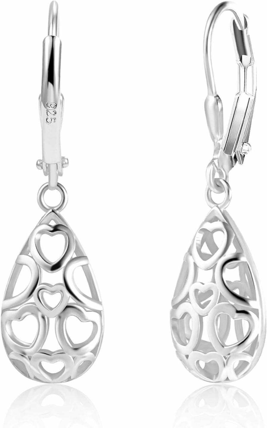 ALEXCRAFT 925 Sterling Silver Teardrop Leverback Earrings For Women Girls Waterdrop Tear Drop Dangle Earrings Jewelry Hypoallergenic Silver Teardrop Leverback Dangle Earrings For Women | Earrings