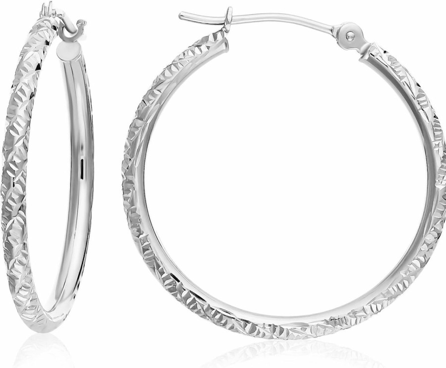 TILO JEWELRY 14K Gold Hand Engraved Diamond-Cut Round Hoop Earrings -1'' Diameter…… | Earrings