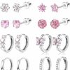 YADOCA Yadoca 10 Pairs Hypoallergenic Screw Back Earrings For Girls Women Surgical Steel Small Huggie Hoop Earrings Cute Cz Butterfly Star Dangle Hoop Earrings 20G Screwback Stud Earrings Set For Sensitive Ears | Earrings