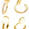 Yurielys Yurielys Clip On Hoop Earrings For Women, 14K Real Gold Plated Non Pierced Small Hoop Cubic Zirconia, Fake Piercing Mini Beaded Hoop Earrings Set 2 Pairs | Earrings