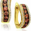 LE VIAN Le Vian 1 1/5 Carat White And Chocolate Diamond Wavy Three Row Hoop Earrings For Women In 14K Yellow Gold (H-I/Fancy Brown, Vs2-Si1, Cttw) Latch Back Huggie Hoops | Earrings