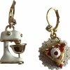 Betsey Johnson Betsey Johnson Gold Tone Stand Mixer & Cherry Pie Slice Baby Cakes Drop Earrings Great Valentine'S Day Gift Idea Birthday Present New Year Xmas Gifts | Earrings