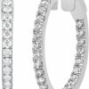 La4ve Diamonds 0.50-2.00 Carat Diamond, Sterling Silver Inside-Out Round Cut Lab-Grown Diamond Hoop Earring (J, Vs-Si) By La4Ve Diamonds | Fine Jewelry For Women Girls| Gift Box Included | Earrings