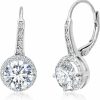 Mia Sarine Mia Sarine 925 Sterling Silver Cubic Zirconia Halo Leverback Dangle Bridal Earrings For Women | Earrings