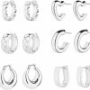 wgoud Wgoud Chunky Hoop Earrings Set 14K Gold Hoop Earrings For Women Hypoallergenic, Thick Hoops Earring Set, Twist Huggie Hoop Earring | Earrings