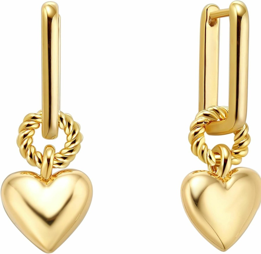 ACC PLANET Gold Heart Earrings For Women, 18K Gold Plated Small Huggie Hoop Drop Earrings Boho Cute Heart Hoop Earrings Hypoallergenic Jewelry Gifts For Girls | Earrings