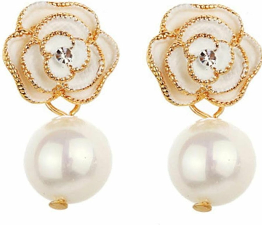 WOERDA Fashion Design Faux Pearl Charm Flower Dangle Drop Earrings Studs For Women | Earrings