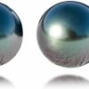 mihiarii 8-12Mm Genuine Tahitian Black Pearl 18K Gold Stud Earrings, Aaa Quality Handpicked Nature Tahitian Black Pearls, 18K Solid White Gold/Yellow Gold Earring | Earrings