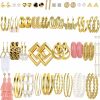 iF YOU 36 Pairs Gold Hoop Earrings Set For Women, Chunky Gold Earrings Multipack, Trendy Hypoallergenic Silver Hoop Earring Pack | Earrings