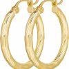 SHERRIE DOBBIE 14K Gold Earrings For Women, Vintage Gold Hoop Earrings 14K Gold, Thick Gold Hoop Earrings, Hand Engraved Round Tube Gold Earrings Hoops, 14K Gold Earrings, Safe For Sensitive Skin (18.6Mm*2.8Mm) | Earrings