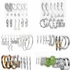 17KM 38 Pairs Silver Hoop Earrings Set For Women Multipack, Hypoallergenic Boho Fashion Vintage Acrylic Pearl Stud Hoop Earingings Jewelry For Girls Birthday Christmas Gift | Earrings