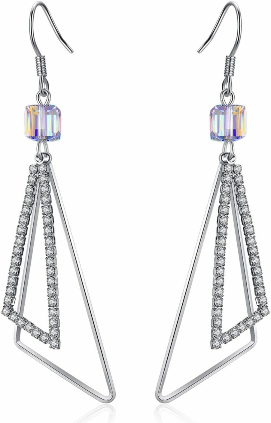 SBLING Sbling Platinum-Plated Color Change Multi-Teardrop Earrings Made With Aurora Borealis Swarovski Crystals | Earrings