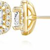 BANGALO 14K Gold Earrings, Gold Stud Earrings For Women Hypoallergenic Cushion-Shaped Cubic Zirconia Earrings Studs Small Diamond Stud Earrings For Women 10Mm | Earrings