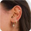 TITUTHIA Tituthia Gold Earrings For Women Trendy, Dainty Small Hoop Earrings Set Multiple Piercing Cute Cz Flower Huggie Stud Earring 14K Gold Lightweight Hypoallergenic Cartilage Earrings Gold Jewelry For Women Girls Gifts | Earrings