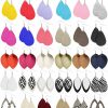 Gushu Gushu 30 Pairs Leather Earrings For Women Sets Drop Leather Earrings Multipack Colorful Leaf Teardrop Dangle Earrings Bulk For Girls Double-Side Printed | Earrings