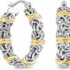 LeCalla Lecalla 925 Sterling Silver Bali-Style Hoop Earrings Lightweight Click-Top Italian Antique Earring Hoops For Women | Earrings