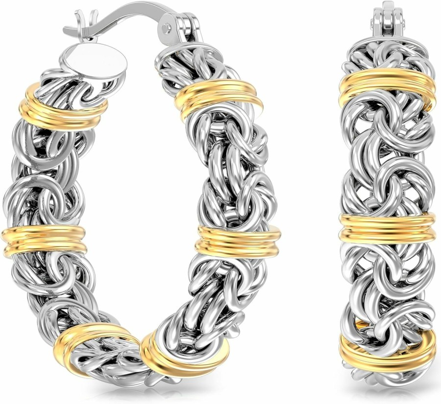 LeCalla Lecalla 925 Sterling Silver Bali-Style Hoop Earrings Lightweight Click-Top Italian Antique Earring Hoops For Women | Earrings