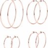 LOYALLOOK Loyallook 4 Pairs Stainless Steel Clip On Hoop Earrings For Women Fake Hoop Earrings Spring Hoop Earrings For Non-Pierced Ears | Earrings