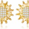 NEPULOY Nepuloy Sunflower Earrings For Women Sparkle Cubic Zirconia Gold Sunflower Stud Earrings Fashion Jewelry Gifts For Women Girls | Earrings