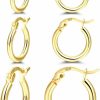 RoseJeopal 14K Gold Plated Hoop Earrings - 4 Pairs Sterling Silver Post Small Hoops| Gold Hoop Earrings Sets For Women Girls (13Mm 15Mm 20Mm 25Mm) | Earrings