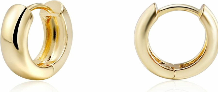 CONRAN KREMIX Conran Kremix Small Thick Gold Chunky Hoop Earrings Lightweight Huggie Hoops For Women Girls | Earrings