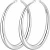 PABBEU Pabbeu S925 Sterling Silver Hoop Earrings Large Silver Hoop Earrings For Women Hypoallergenic Lightweight Big Thick Silver Hoop Earrings For Women Girls 35/40/50/60/70Mm | Earrings