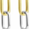 BOUTIQUELOVIN 14K Two Tone Gold Silver Hoop Earrings For Women Drop Dangle Paperclip Earrings Convertible Link Chain Earrings For Girl | Earrings