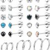 Jstyle Jstyle Surgical Steel Earrings For Sensitive Ears Hypoallergenic Earrings For Women Men 20G Flat Back Stud Earrings Cartilage Hoop Earrings 8/10/12Mm | Earrings