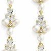 Mariell Mariell Freshwater Pearl Gold Dangle Bridal And Wedding Earring With Cubic Zirconia Crystal, Prom Jewelry | Earrings