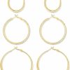 Lovjewl Lovjewl 3 Pairs 14K Gold Plated 925 Sterling Silver Lightweight Teardrop Earrings Big Gold/Silver/Rose Gold Hoop Earrings Set For Women Trendy, Jewelry Gifts For Women Girls | Earrings