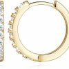 NEARLAND Nearland 14K Gold Huggie Hoop Earrings For Women 14K Gold Earrings Small Gold Hoop Earrings Gold Diamond Hoop Earrings For Women With Round Cubic Zirconia,12Mm 14Mm 16Mm | Earrings