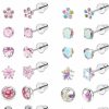 LOYALLOOK Loyallook 14Pairs Hypoallergenic Screwback Earrings For Women Tiny Cz Pearl Ball Heart Flower Screw Back Earring Studs 316L Stainless Steel Stud Earrings Flatback Multicolored 20G | Earrings