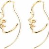 HZJCC Hzjcc Hollowed Out Face Drop Earrings For Women Gold Plated Punk Earrings Jewelry (Gold) | Earrings