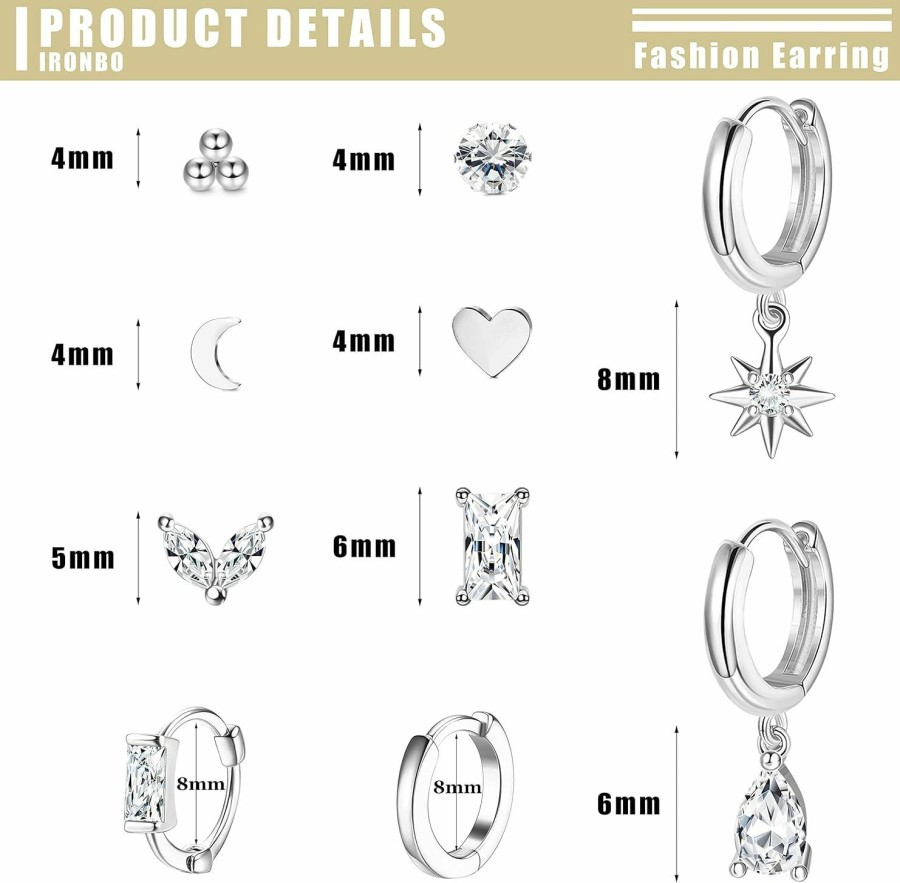 HAIAISO Haiaiso 10 Pairs 14K Gold Plated Huggies Hoop Studs Earrings For Women Small Dangle Hoop Earrings Gold Green Earrings Set For Multiple Piercing | Earrings