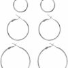 DAILY VIBES Big Gold Hoop Earrings For Women Hypoallergenic 925 Sterling Silver Post Thin Loop 14K Gold Plated Hoop Earrings Set For Girls, 3 Pairs | Earrings