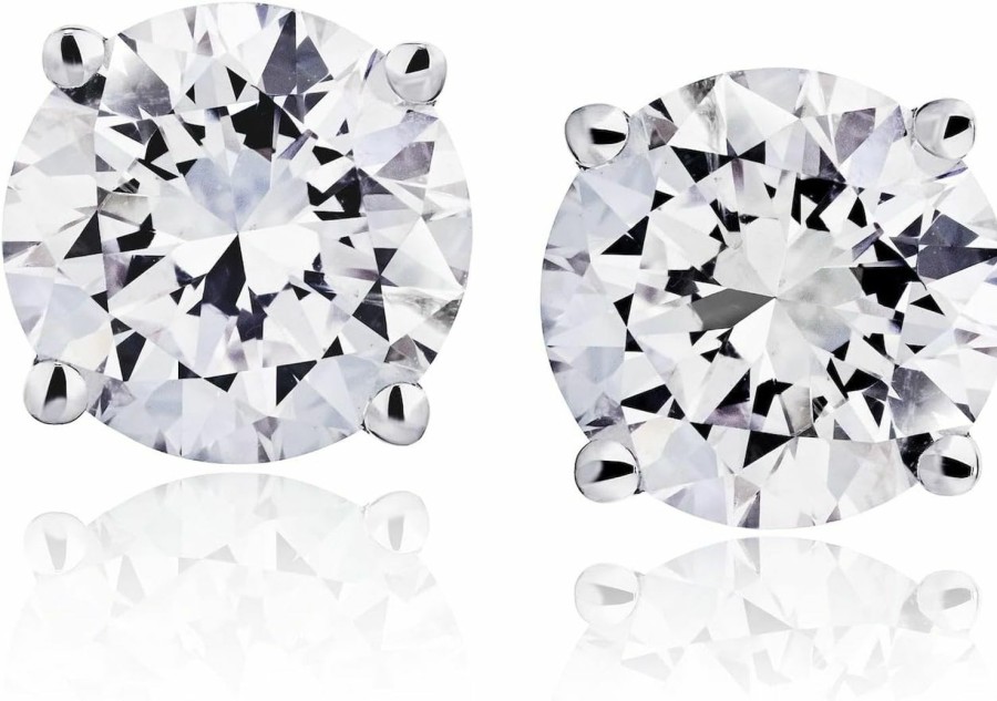 The Diamond Channel The Diamond Channel 0.50 To 6 Carat Lab Grown Solitaire Diamond Stud Earrings Round Cut 4 Prong Screw Back (F-G Color, Vs1-Vs2 Eye Clean Clarity) | Earrings