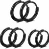 gonament 316L Surgical Stainless Steel Hoop Earrings 8Mm/10Mm/12Mm Hypoallergenic Huggie Earrings Small Hoop Sliver Black Sleeper Earrings For Women Men | Earrings