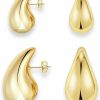 Elegance 11 designs Chunky Gold Hoop Teardrop Earrings For Women 14K Thick Gold Lightweight Waterproof Hollow Open Hoops Gold Jewelry For Women Trendy | Earrings